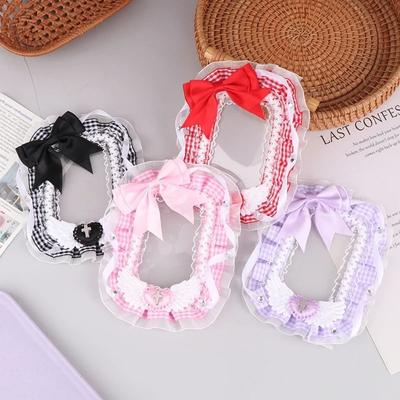 Cute Polyester Bow Photocard Holder Kawaii Lace Sleeve 3 Inch Kpop Card Holder Angel Wing Bag School Pendant Photo Decor