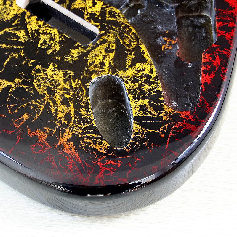 Gradient Red-Yellow Electric Guitar Body: Glossy DIY Modification Accessory