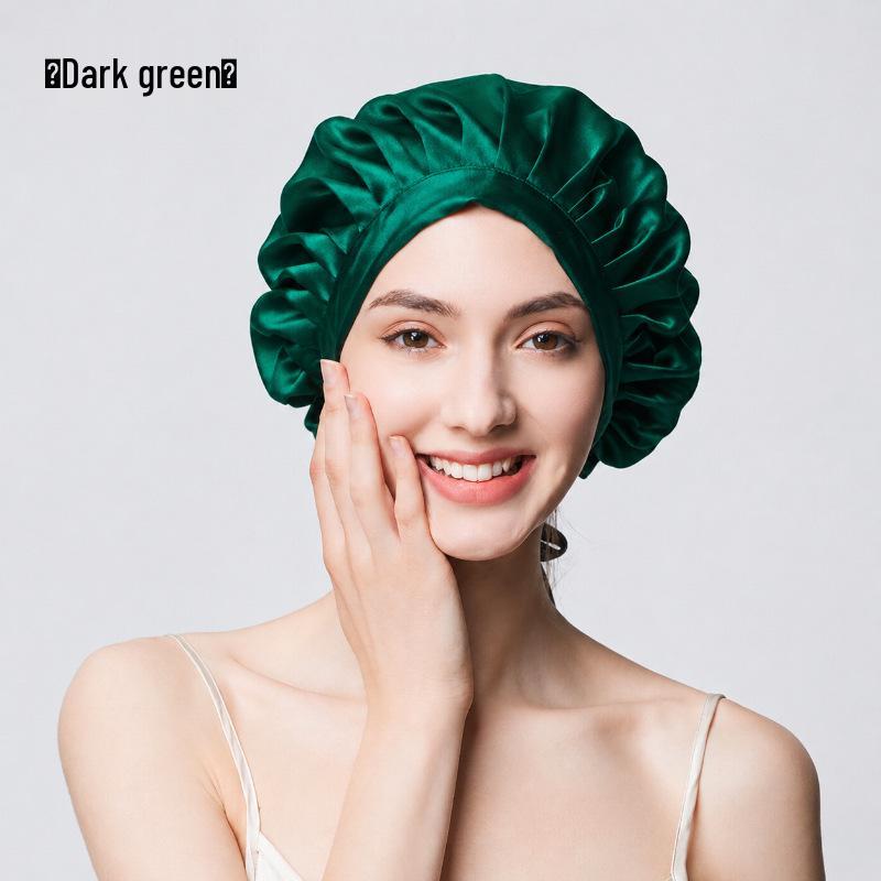 19 Momme Thick Silk Nightcap - 100% Mulberry Silk Hair Growth & Care Cap, Anti-Frizz Bath Cap for Dry Hair