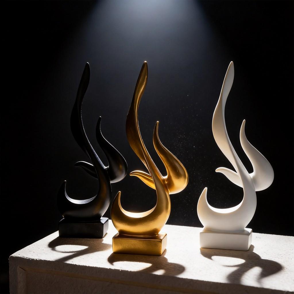 Modern Flame Small Sculpture Resin Home Decor For Living Room And Office Gift