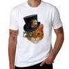 Orange Cat with Steampunk Hat and Monocle TShirt Casual Trendy Short Sleeve TShirt