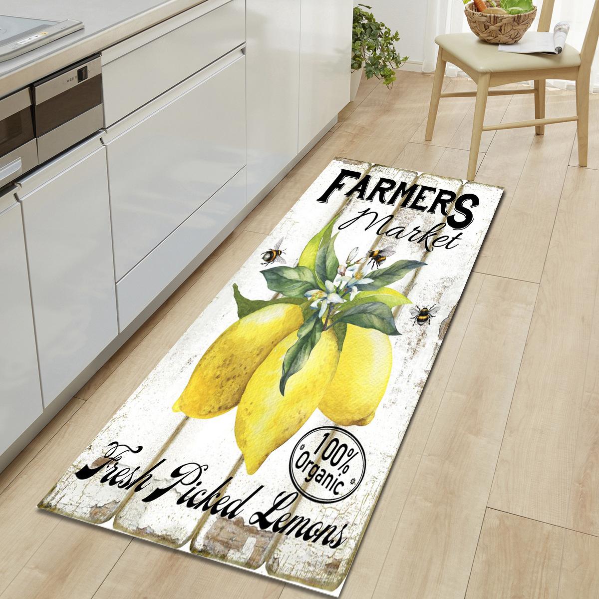 

1 шт., кухонный напольный коврик со свежим лимоном, Нескользящий кухонный напольный коврик, кухонный коврик, кухонный коврик, домашний декор, декор комнаты 40*120cm