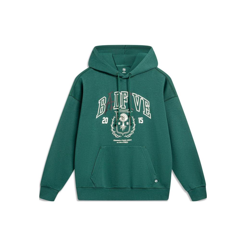 Li Ning Badfive Printed Letter Hoodie Men Hoodies Lush-Green AWDT475-2