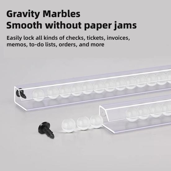 Aluminum Slide Check Rack with Pen Slot And Receipt Holder Spikes Sliding Inspection Rack Bills Ticket Orders Organizer for Restaurants Offices Cafes
