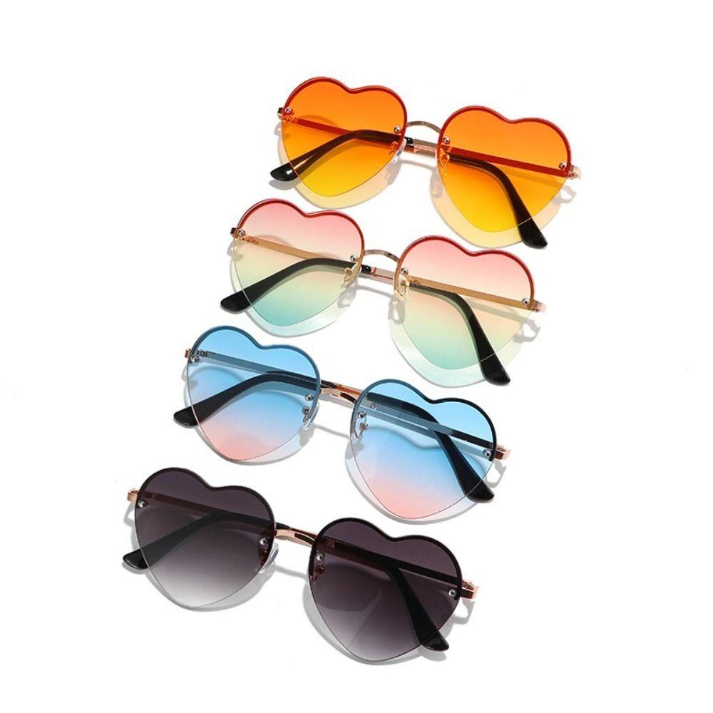 Casual Heart Sunglasses Vintage Candy Color Half Frame Sunglasses UV Protection Y2K Gradient Sun Glasses