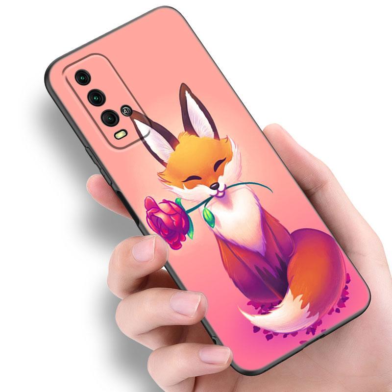 Cute Cartoon Fox Phone Case For Xiaomi Redmi Note 5 6 9T K20 K40 K50 Pro 7A 8A 9A 9C 9i 10A 10C A1 S2 Soft TPU Black Cover