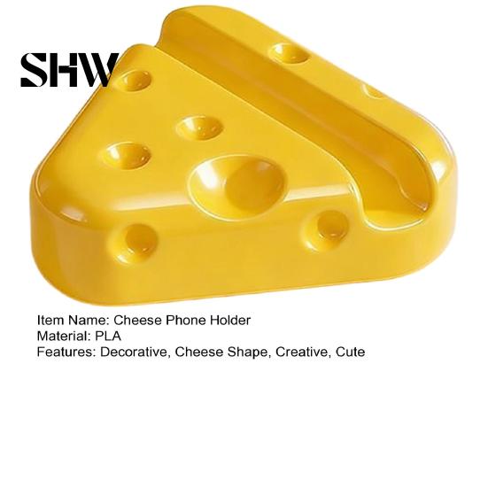 Novelty Cheese Shape Stand 3D Printed Phone Holder, Cute Desktop Stand, Compact Smartphone Portable Cell Holder Stable Dock for Home Office