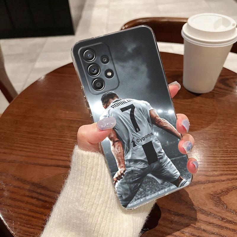 C-R-7-Dark Football Clear Soft Phone Case For Samsung Galaxy A56 A57 A37 A55 A54 A36 A35 A26 A25 A16 A17 A07 A52 A34 A21s Cover