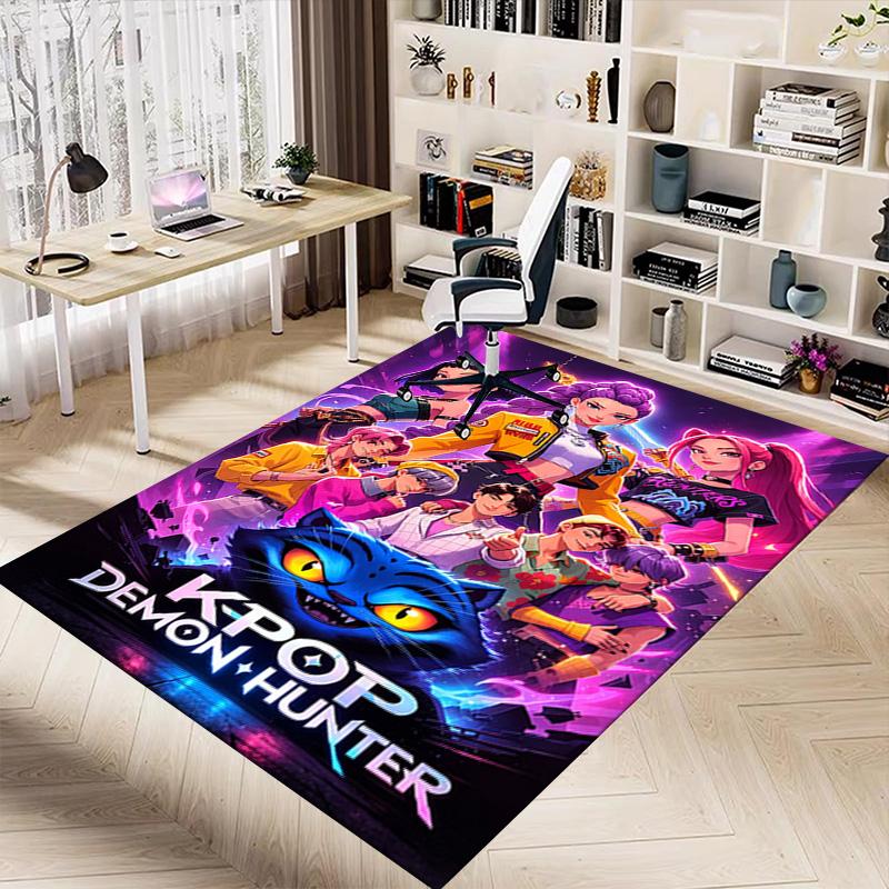 Kpop Demon Hunter Carpet For Playroom Bedroom Living Room Sofa Home Decorkids Game Area Rug Nonslip Floor Mat