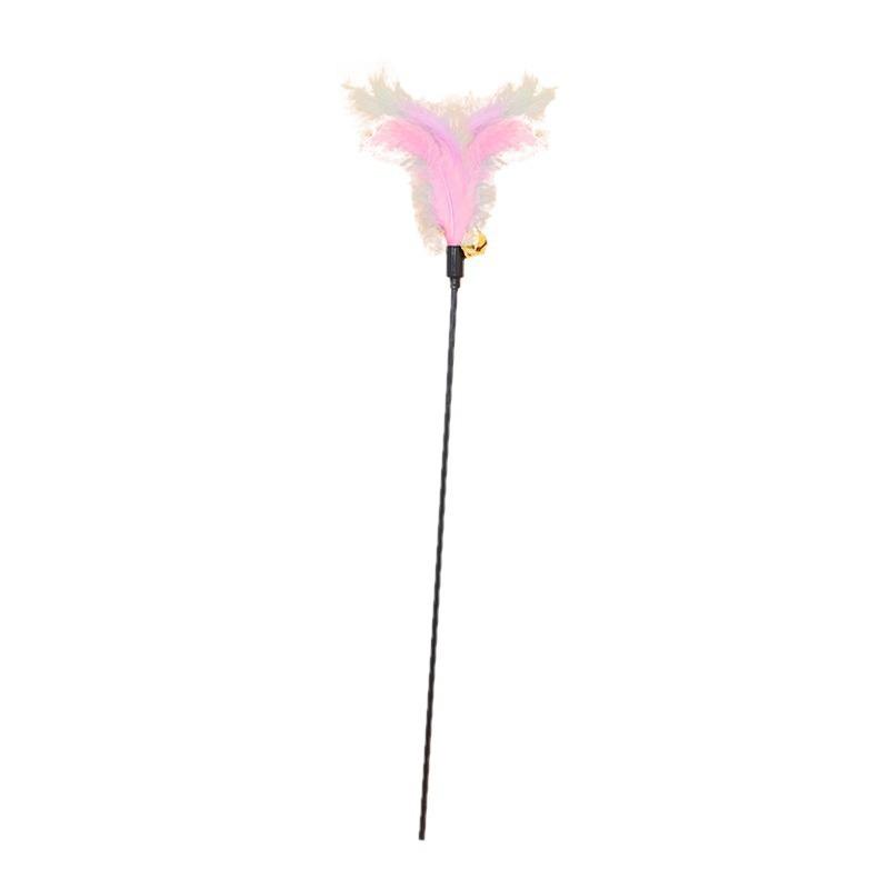 Plush Feather Cat Teaser Stick with Bell - Stress Relief and Fun Self-Entertainment Toy