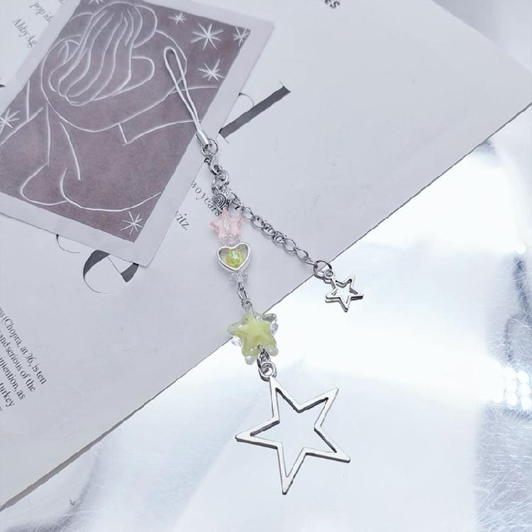 Stylish Star Beaded Phone Chain Alloy Material Star Keychain Bag Decoration