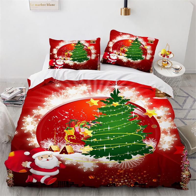 For Kids Teens Girls Bedroom Decor - Christmas Duvet Cover Set Microfiber Santa Claus Bedding Set Cartoon Bedding Set Single King