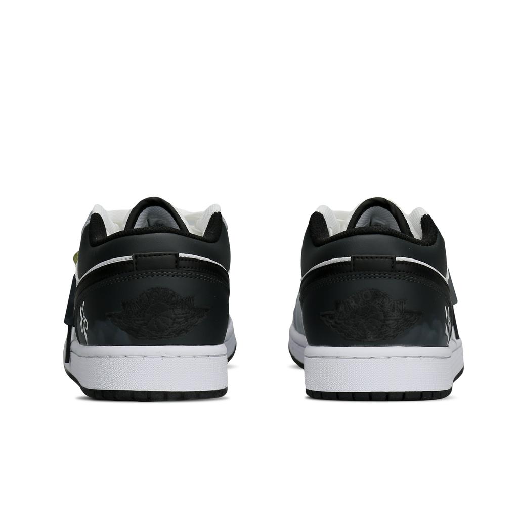 Jordan Air Jordan 1 Abrasion Resistant Low Top Skateboard Shoes Unisex Black White Gray 553558-132(Team577-)