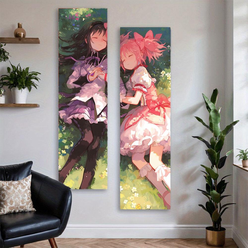 Süßer Magisches Mädchen Vertikaler Wandteppich Madoka Und Homura Langes Wandbehang Teenager Schlafzimmer Wohnheimzimmer Dekoration