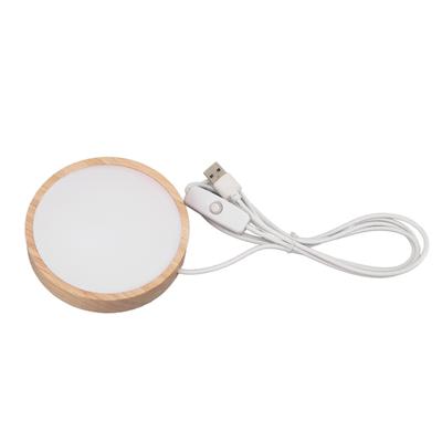 LED Lights Display Base RGB Round Wooden Lighted Base Stand LED Display Stand for Acrylic Glass