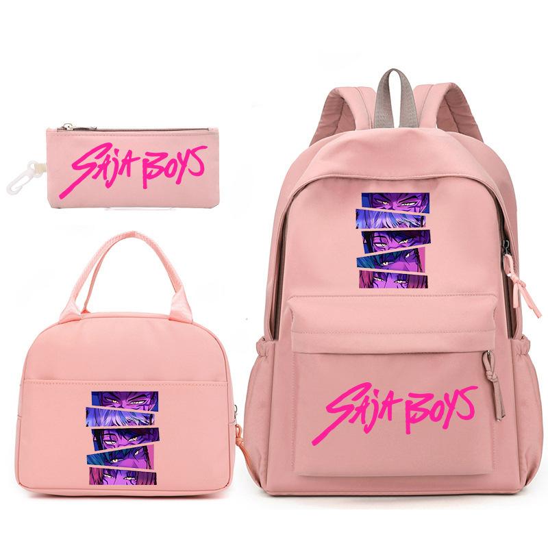 Kpop Anime Cartoon Printed Children'S School Bag Set Primary And Secondary School Student Pencil Bag College Meal Bag