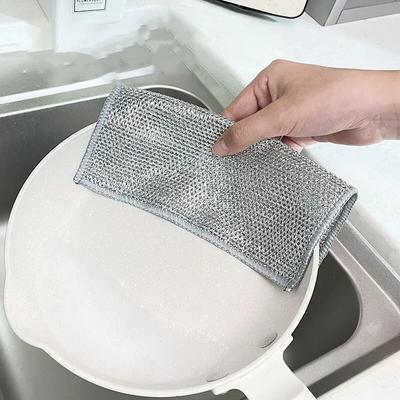1 BUC Pânză Magică de Curățat Bucătăria Pânză de Curățat cu Sârmă de Oțel Metalic Strat Dublu Antiaderent Ulei Cârpă de Vase din Fier Napery Cârpă de Vase Cârpe