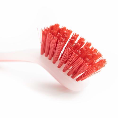 Klickpick Home Dish Scrubber Brushes, Assorted Colors, Soft Long Handle Scrub Brush with Suction Cup, Multi-Purpose Cleaning Scrub Brush, Set of 3, Re