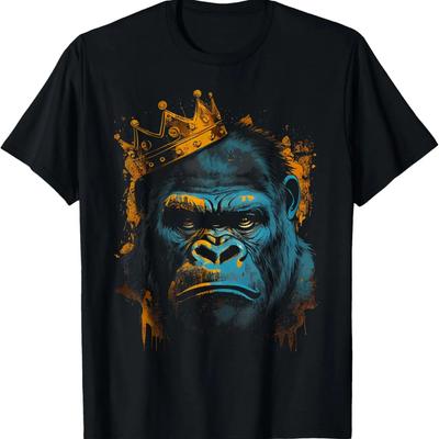 Gorilla King Tee Alpha Funny Ape Wildlife Graphic Tees T-Shirt