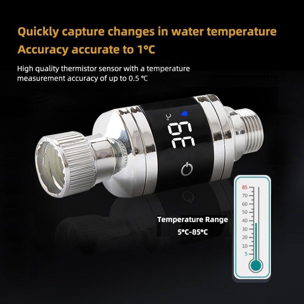 Silvery Shower Water Thermometer LED Digital  Display Faucets Water Thermometer  Bathroom