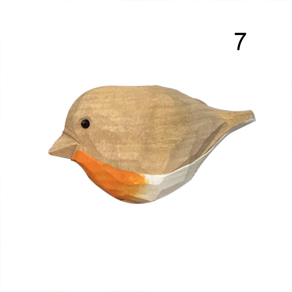Mini Wood Carving Bird Cute Wooden Bird Figurine Multi-style Small Bird Ornament  Birthday Gift