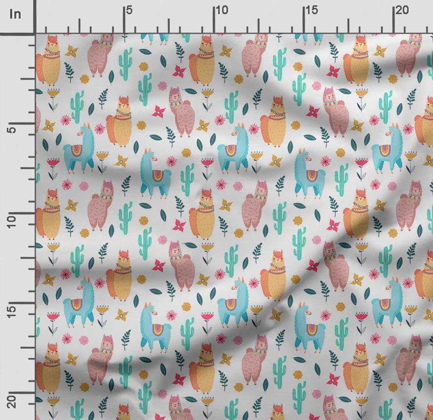 Soimoi Llama Alpaca Print,  Cotton Cambric, Quilting Fabric Sold by The Yard 42 Inch Wide, Medium Weight Cotton Fabric, Sewing  Supplies,