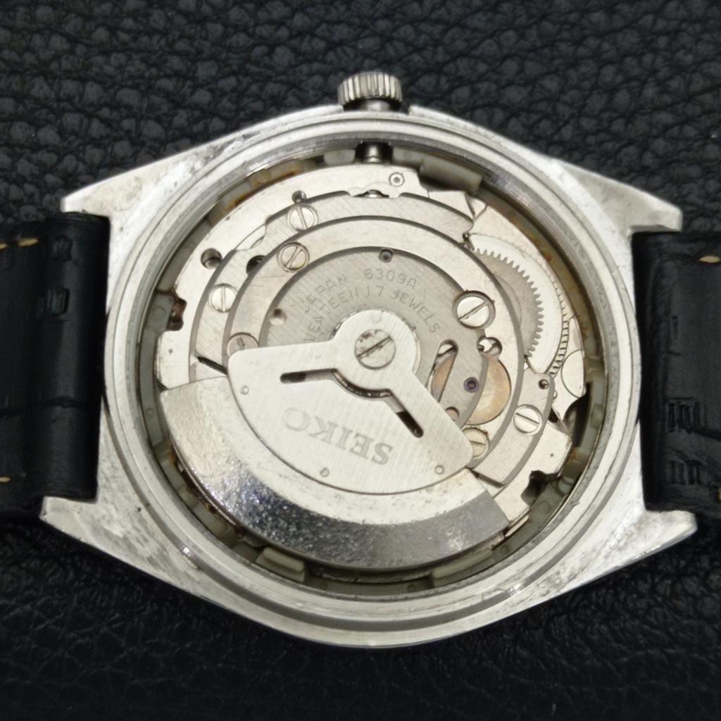 VINTAGE SEIKO 5 AUTOMATIC 6309A JAPAN MENS BLACK COLOR DIAL WATCH A701520-5 R206b-a701520