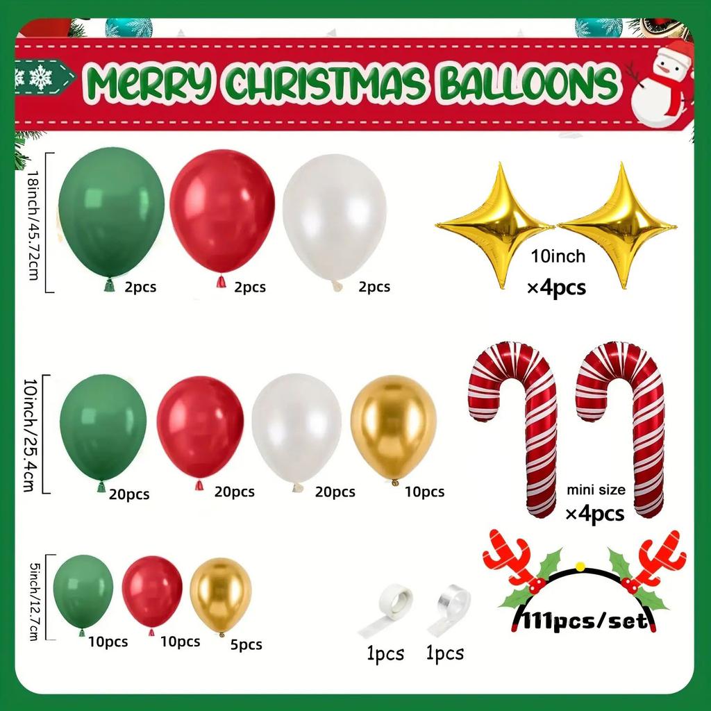 Christmas Balloon Wreath Set Wine Red, Dark Green, Pearl White Balloon Used for Christmas, New Year, Christmas Party Decoration
