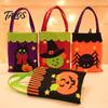 Decorative Halloween Accessory Candy Bags, Non-Woven Trick or Treat Tote Bags with Handles, Bulk Party Supplies Packaging Cute Black Cat Pumpkin Print