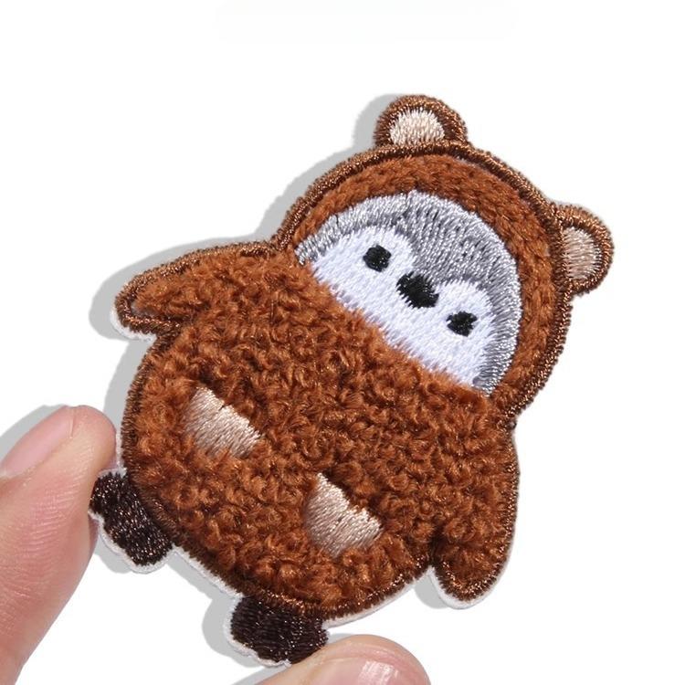 Self-Adhesive Down Jacket Patch Sticker Cartoon Bear Cloth Sticker Clothes Jacket Hole-Free Repair Repair Embroidery Sticker
