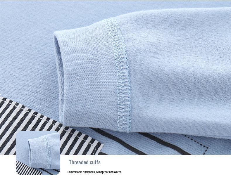 Children's Cotton Autumn-Winter Base Layer Set: Baby Printed Two-Piece with Shoulder Snaps and High-Waist Pants