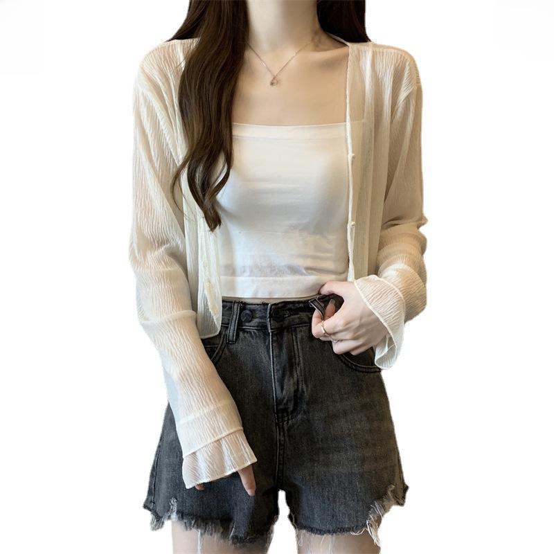 2023 Women's Chiffon Long-Sleeve Sunscreen Cardigan - Trendy Summer Shawl Jacket Top