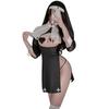 Samcos Sexy Nun Maid Costume with Open Chest and Erotic Seductive Miniskirt Set Butt, See-Through Lingerie, Underwear, Cosplay, Saint, Pastor,