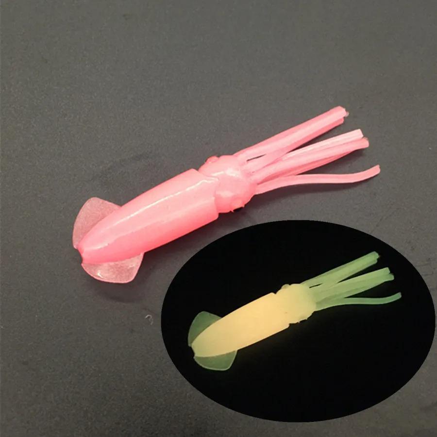 7.5cm Luminous Octopus Squid Bait, 3g, Glowing PVC Soft Lure, 5pcs