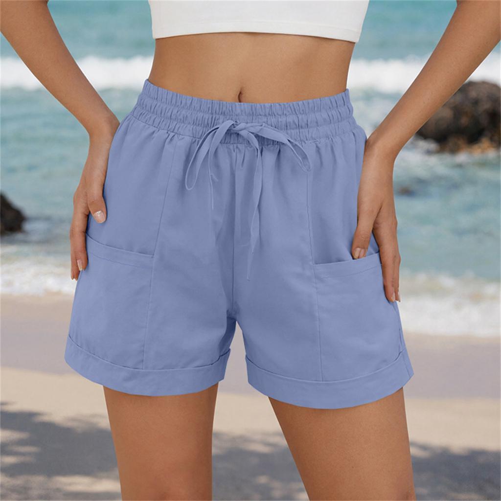 Women's Casual Loose Drawstring Beach Shorts With Pockets
