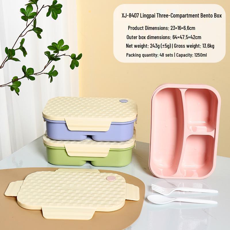 Durable Multi-compartment Lunch Box for Office, Large Capacity with Cutlery, New Style
