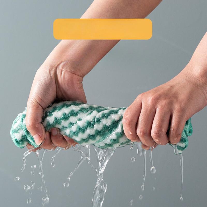 Thickened Coral Fleece Cloth Kitchen Absorbent Reusable Dishwashing Cloth Cationic Scouring Pad Kitchen Dishcloth