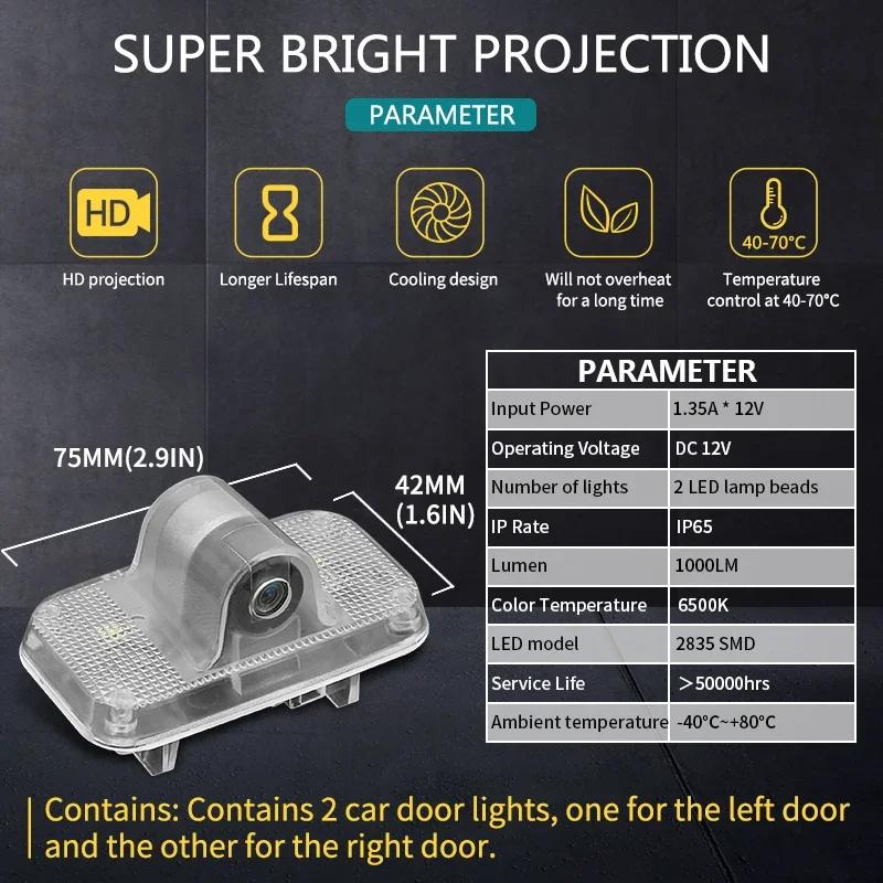 CGANEI1 2Pcs LED Car Door Welcome Lights For Nissan Teana J31 2003 2004 -2018 2018 2020 2021 2022 Navara Nismo Projector Accessories
