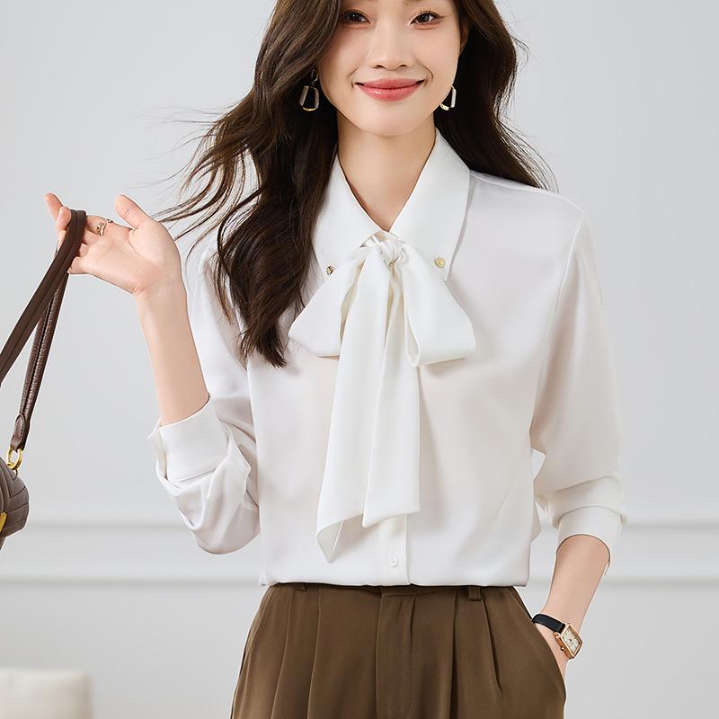 Women Blouses Shirts 2025 Spring Long Sleeve Women Blouse Shirt Turn Down Collar White Chiffon Blouse Shirt Women Tops J924