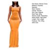Women Sling Dress Sleeveless Square Collar Slim Fit Floor Length Dress Solid Color Office Party Wedding Sexy Dress