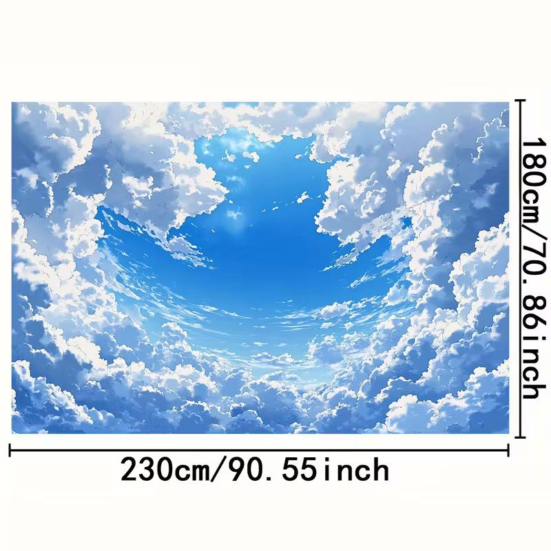 2D Dreamy Blue Sky Clouds Backdrop Kids Birthday Wall Decor Background