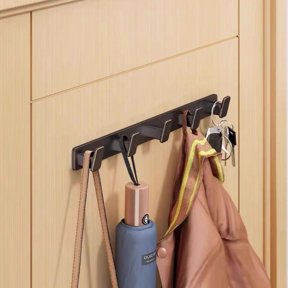 Coat Hook Wall Rack Hanger - Black Coat Rack with 5 Hooks Wall Hooks for Hanging Hat Key Bag Towel Wall Mount Coat Rack