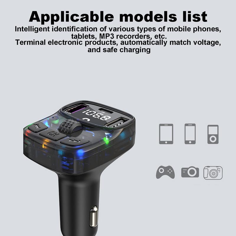 Phone Car Charger Car Music Player Adapter Charger Multifunctional Fast Car Charger For Phone Vehicle Charger Adapter With