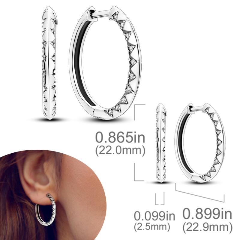 Original 925 Silver Hoops Earrings Zircon Pave Colourful Hoop Earrings For Women Fashion Jewelry Gift