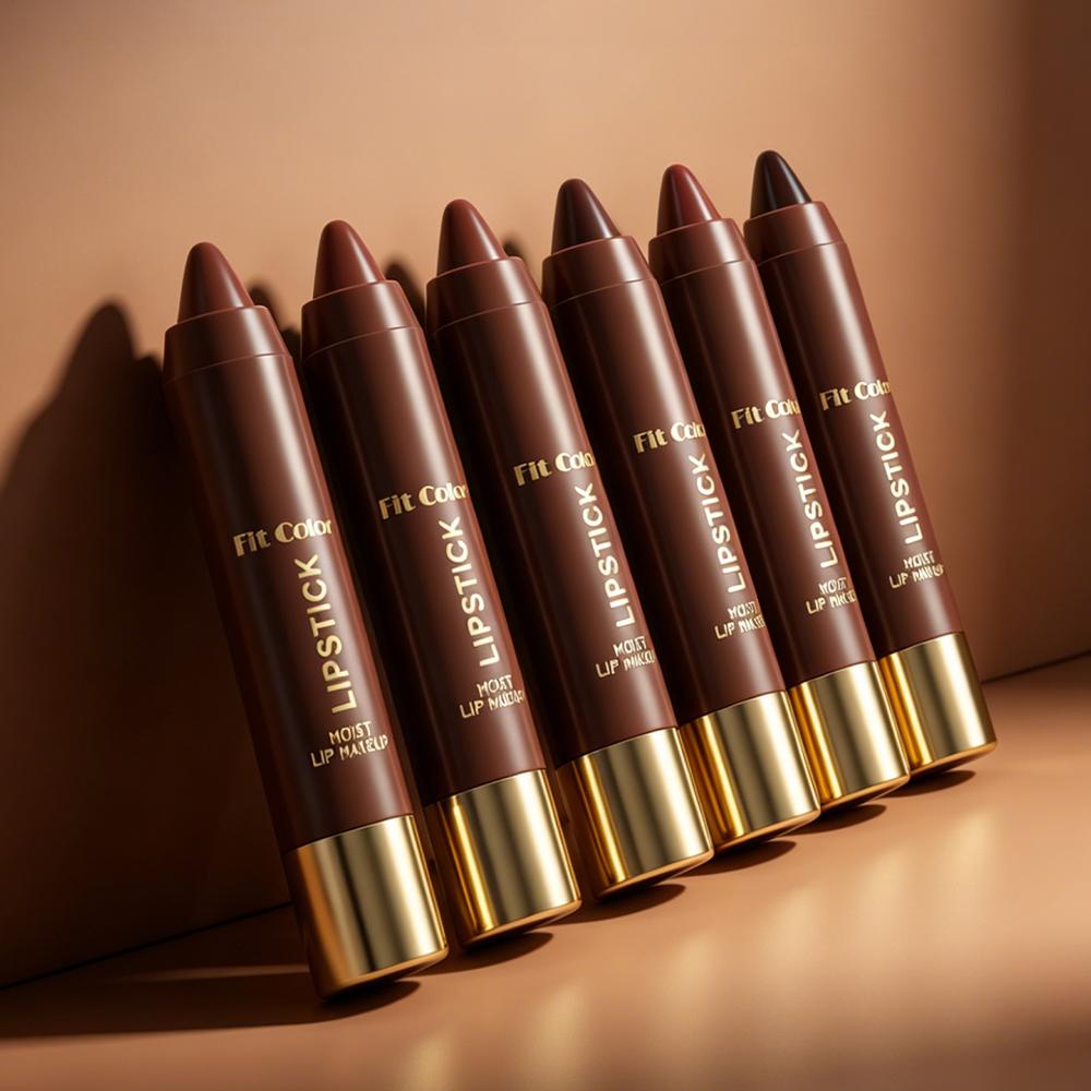 6pcs Chocolate Moisturizing Lipstick Pen Set, Long-Lasting Easy Coloring Glossy Lip Stick, Nude Brown Hydrating Lip Makeup 6pcs