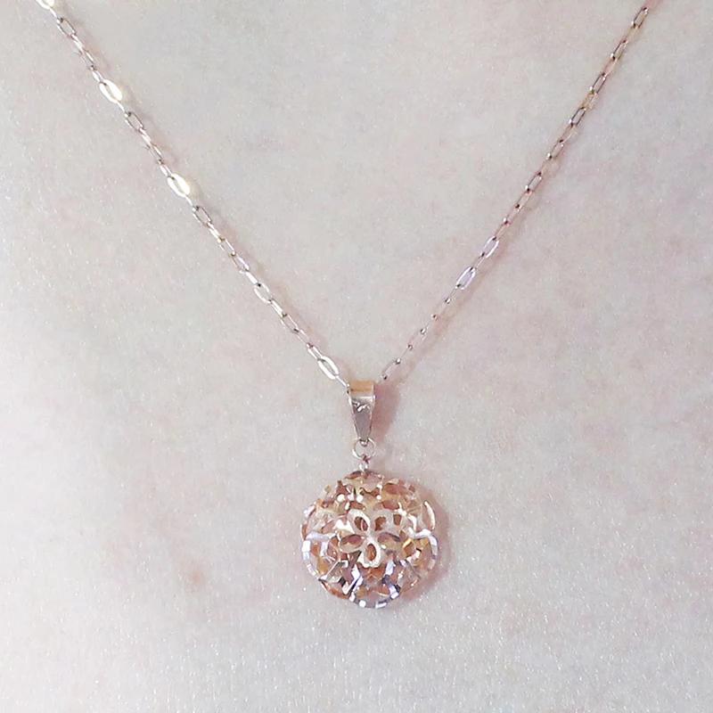 Classic circular large flower pendant Necklace for Women shiny and minimalist charms clavicle chain banquet party Zircon