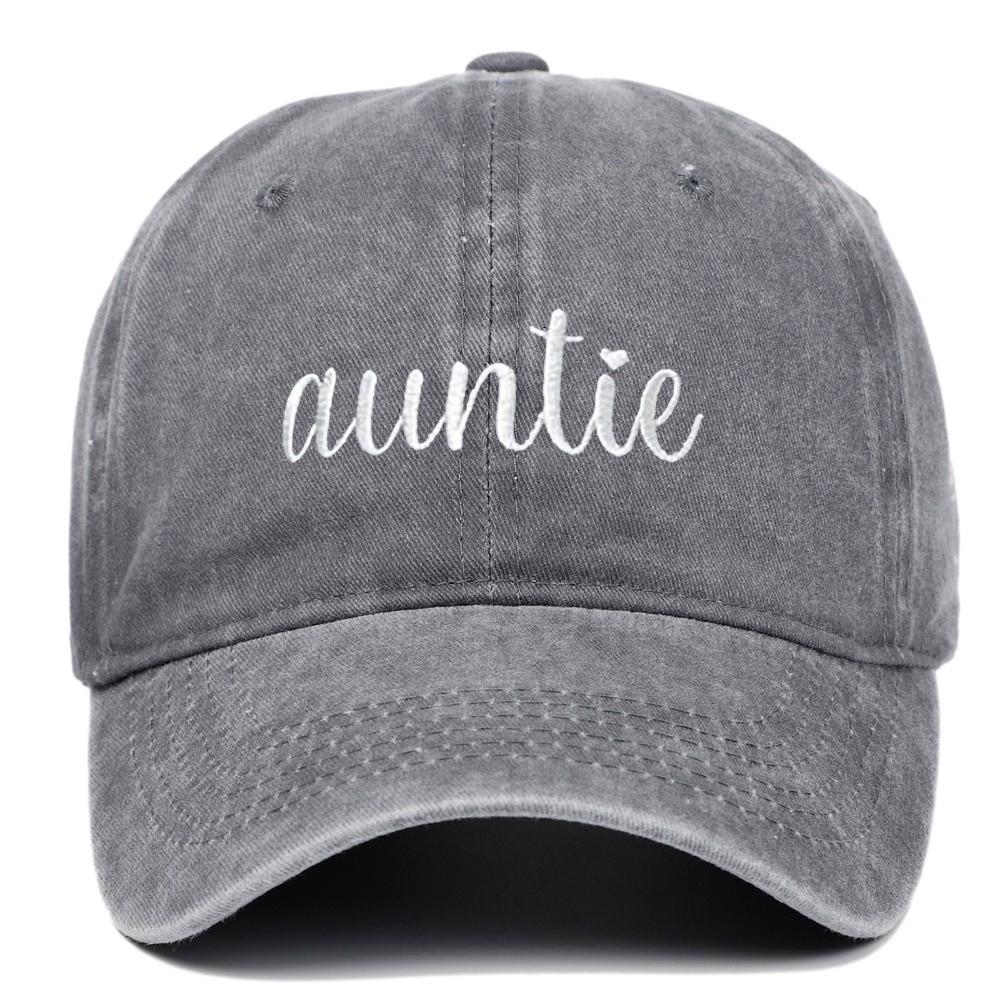 Adjustable Uncle Auntie Matching Caps Washed Cotton Couple Baseball Hats Embroidery Baseball Cap Grey Auntie