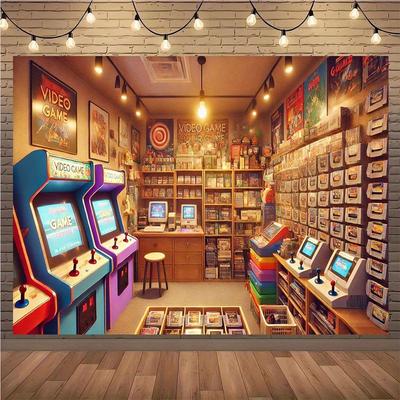 Die nostalgische Videospielgeschäft-Hintergrundwand ist perfekt für die Innendekoration, Foto-Requisiten - Heimdekoration