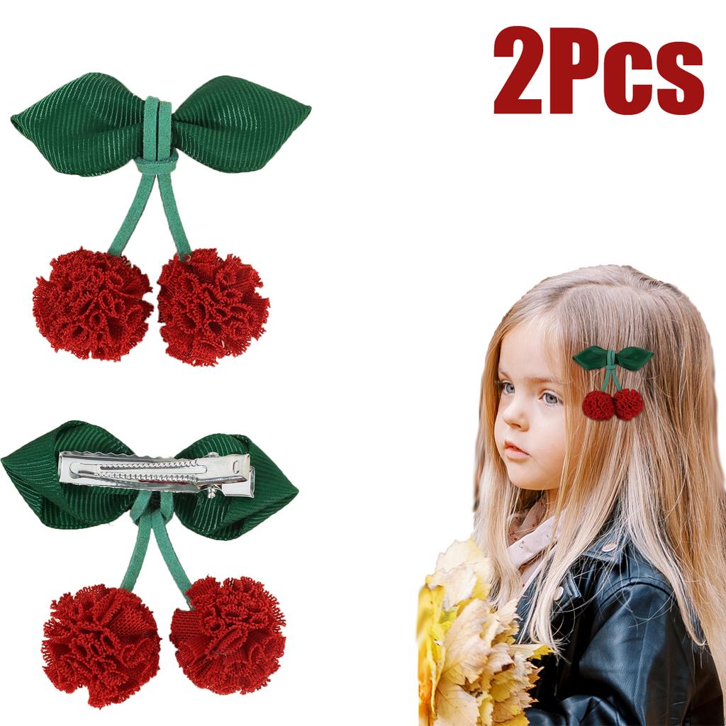 2 Stück Süßkirsche Haarspangen Band Netzball Haarnadel Niedliche Spangen für Mädchen Kinder Kinder Romantische Kopfschmuck Accessoires Geschenk