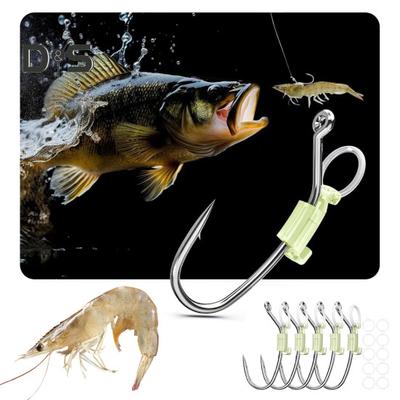 5/15/25 piezas de ganchos luminosos de fijación para camarones vivos, de metal resistente, con púas, para pesca de agua dulce, salada, bagre, lubina, accesorios de pesca